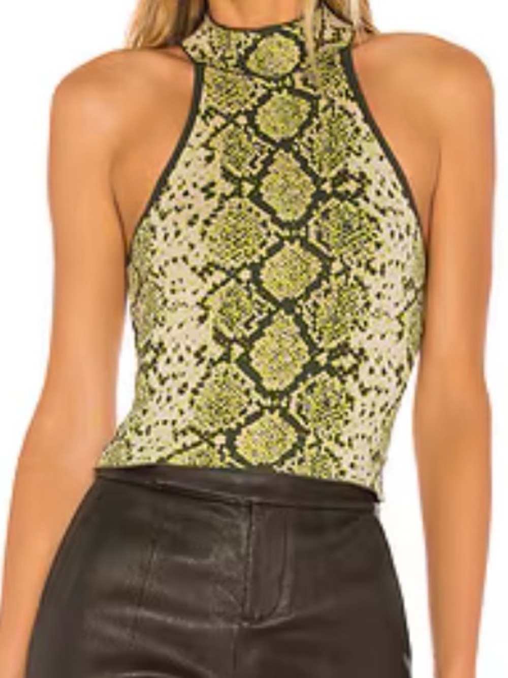 JOA Snake Print Reptile-Ready Tank Top - Green